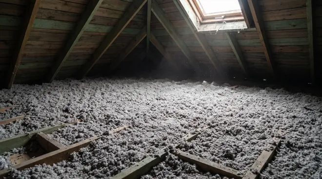 Photo AFTER — attic blown with cellulose