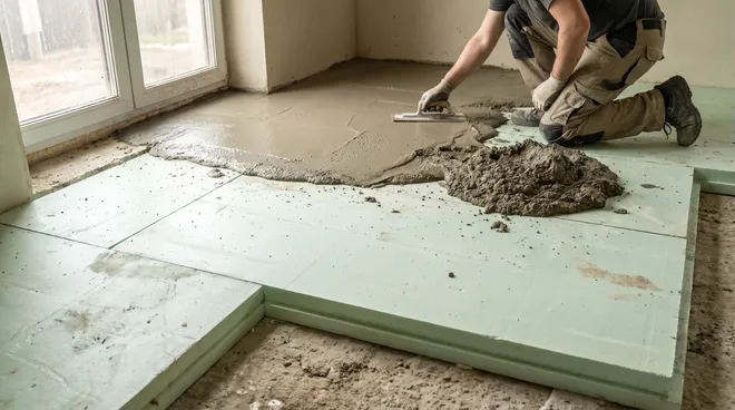 Photo AFTER — PIR boards and a new screed