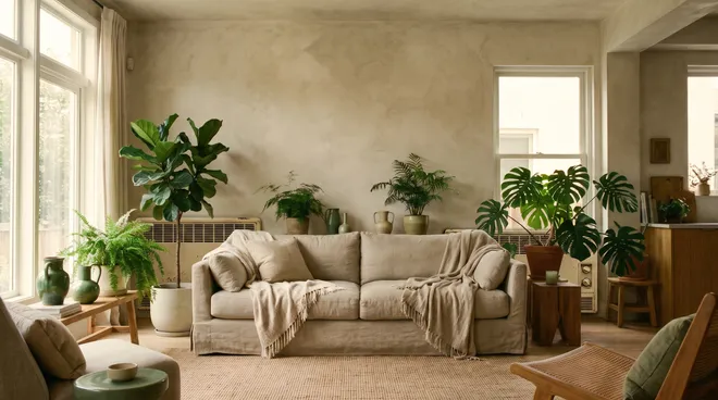BEFORE photo — electric convector heaters in a living room