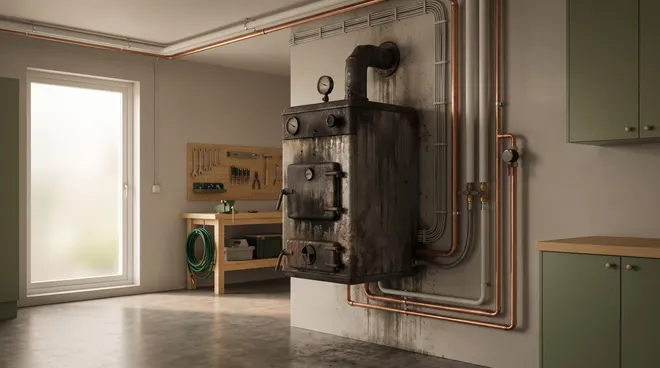 BEFORE photo — old heating system