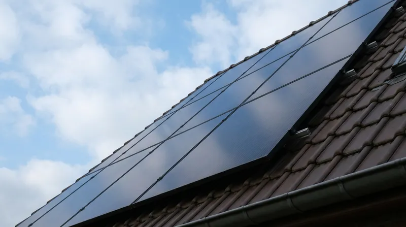 Fotovoltaïsche zonnepanelen geïnstalleerd op een hellend dak