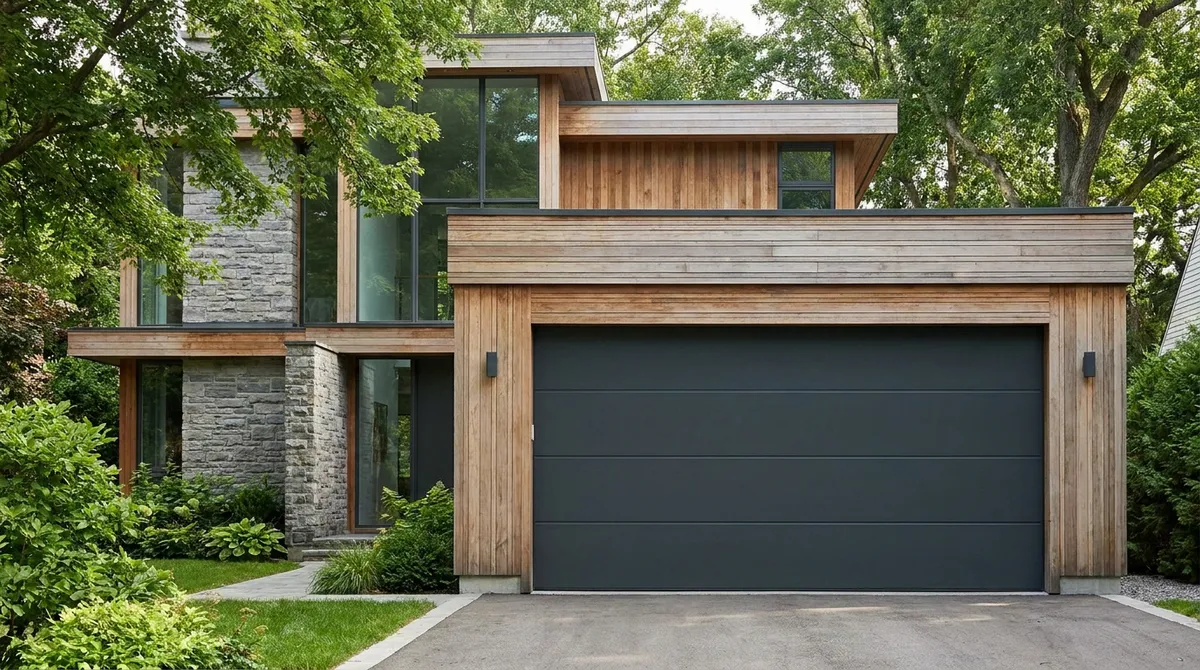 Garage door: sectional, motorised and well insulated