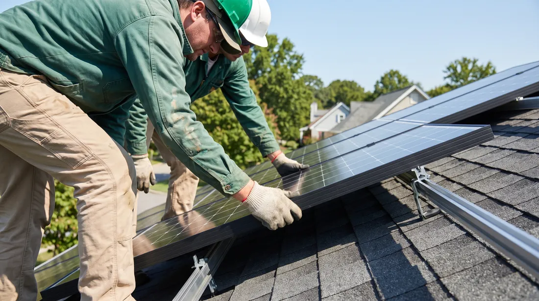 wendows technician inspecting a rooftop photovoltaic installation